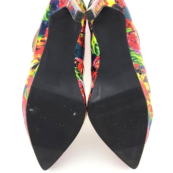 Charlotte Russe Francesca Multi Floral Pointed Toe Shoe Ankle Strap 5" Heel Sz 9 - Picture 11 of 16